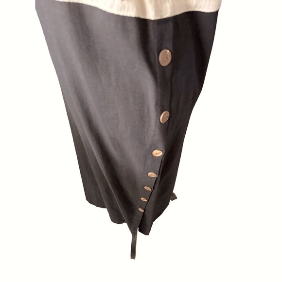 Club Mystique Linen Maxi Dress Khaki Fish Design Blend Cotton Sleeveless Y2K XL - Picture 6 of 9